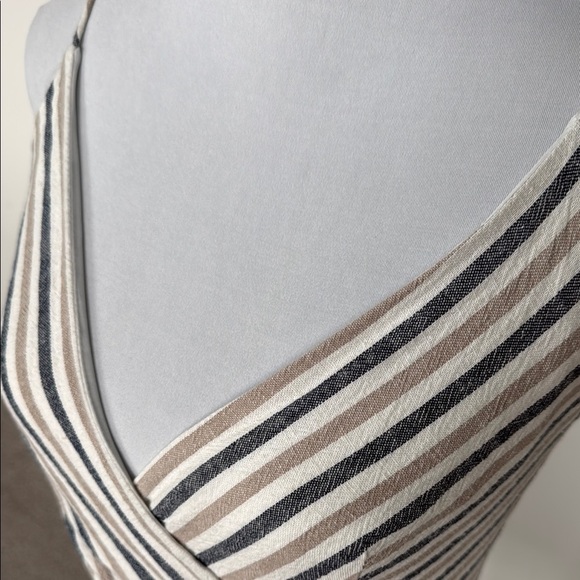 Sage Striped Faux Wrap Mini Dress in Blue and White Sz SM - Picture 3 of 8